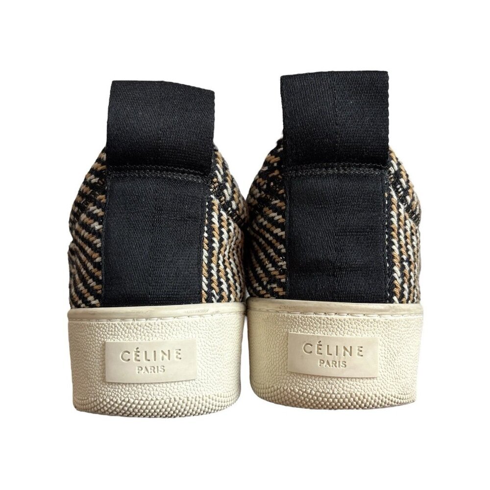 CELINE Paris Retro Tweed Knit Slip-On Sneakers Flats Tan Brown Beige ~Size 8.5 - Picture 3 of 15